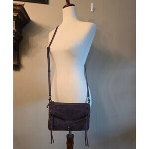 Botkier Purple Leather Crossbody Bag Zippers Studs Boho